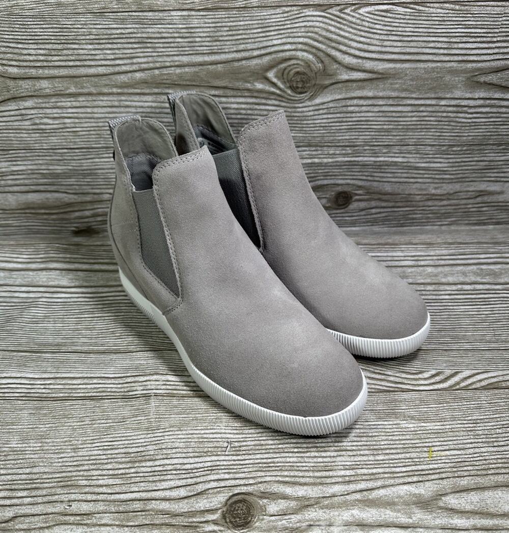 NWOB Sorel Women’s Waterproof Hidden Wedge Gray Suede Sneakers 9.5